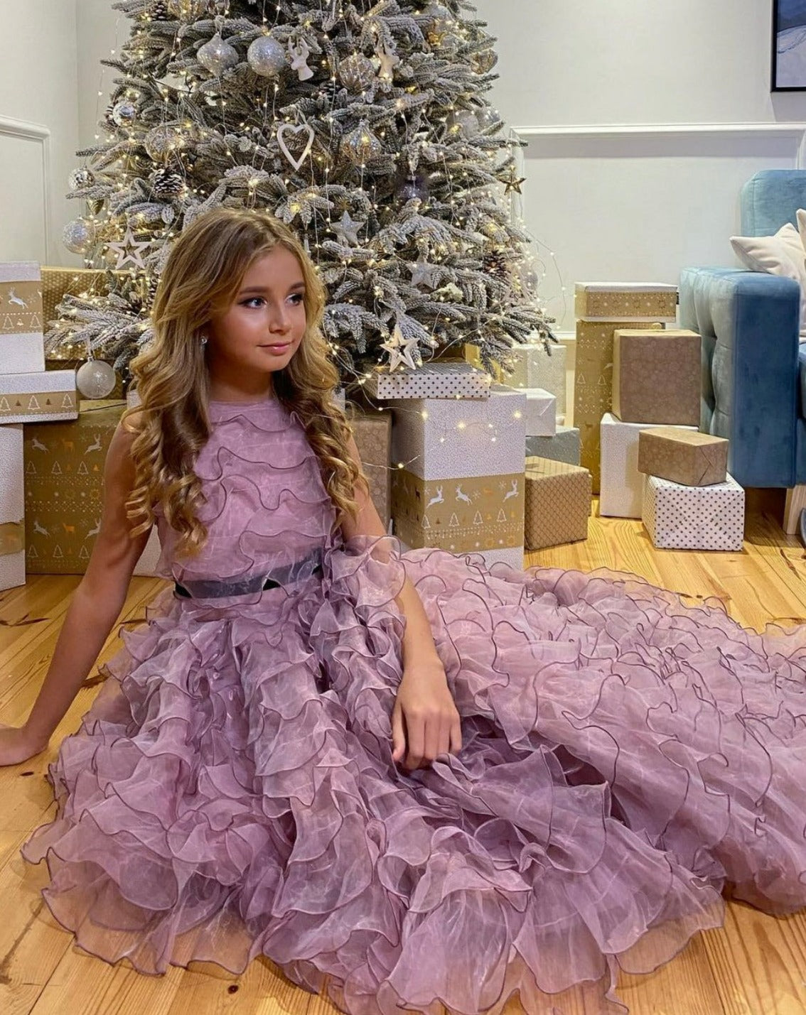 VIVIAN PURPLE ORGANZA DRESS