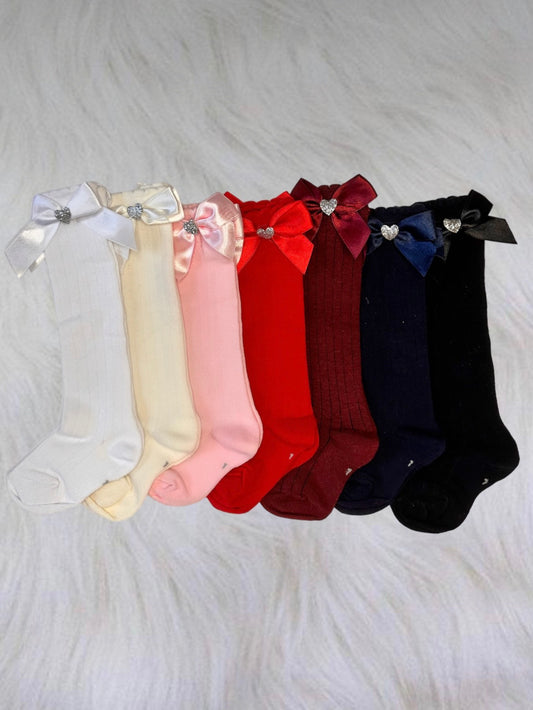 COTTON SOCKS WITH SATIN BOWS