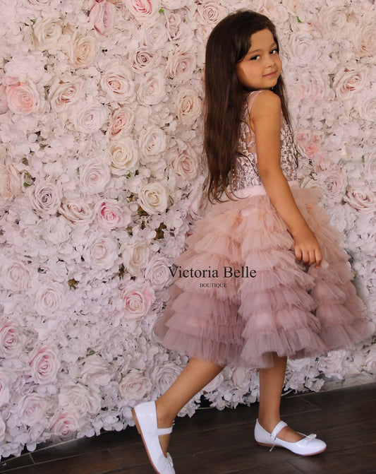 MARY DUSTY ROSE TULLE DRESS